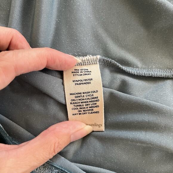 Soft Surroundings Womens Velvet Button Front Top XS Teal Green Stretch Colorful - Picture 11 of 11